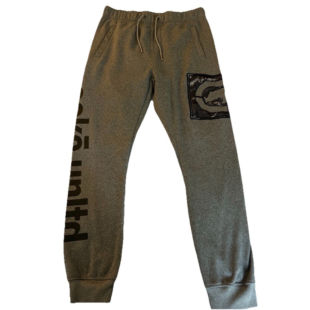 Ecko Unltd Camo Jogger Sweatpants Mens Medium Grey Drawstring Pockets